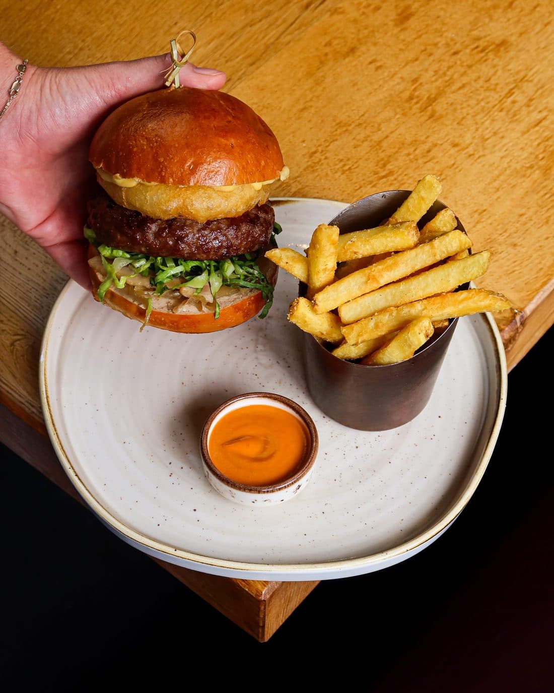 The Pic burger with fries